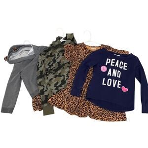 Tucker + Tate Nordstrom Lot girls small 7/8 leopard sweatshirt dress bundle